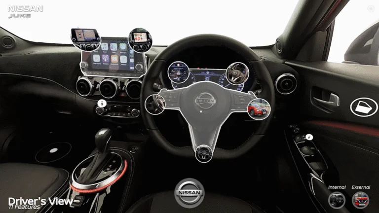 Nissan Juke car interior view of wheel